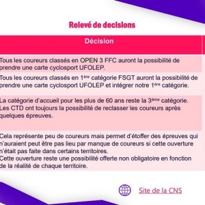 Evolution du règlement national UFOLEP pour 2023